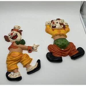Vntg Homco 1970’s Retro Clown Wall Plaques Pants Down Laughing Clown Read